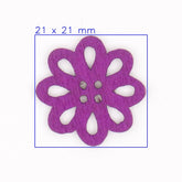 Paarse Houten Bloem Knoop 21x21mm Knopen KNP00064